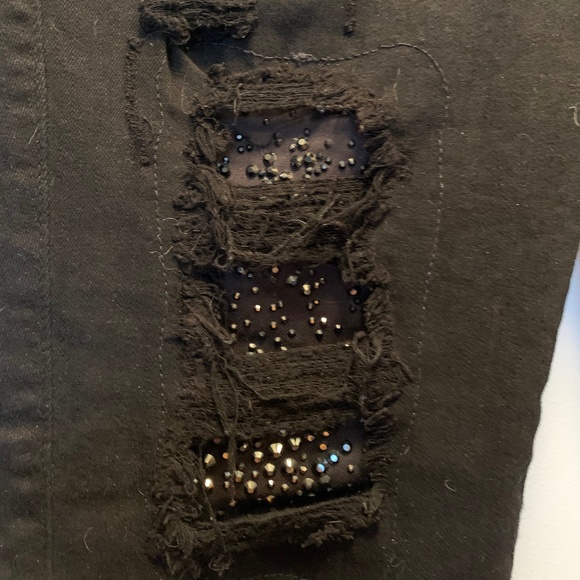 Guess Distressed Jewelled Black Jeans - Picture 3 of 8